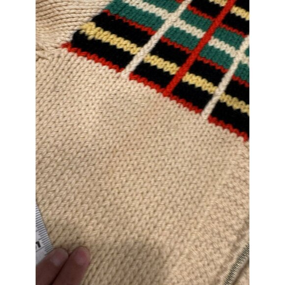 Vintage Cowichan Knit Style Multicolored Zip Up Sweater - Picture 9 of 11